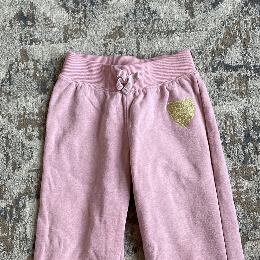Pink sweats with gold heart